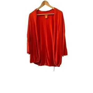 JOE FRESH Orange Lightweight Knit Loose Fit Bubble Drawstring Bottom Cardigan XL